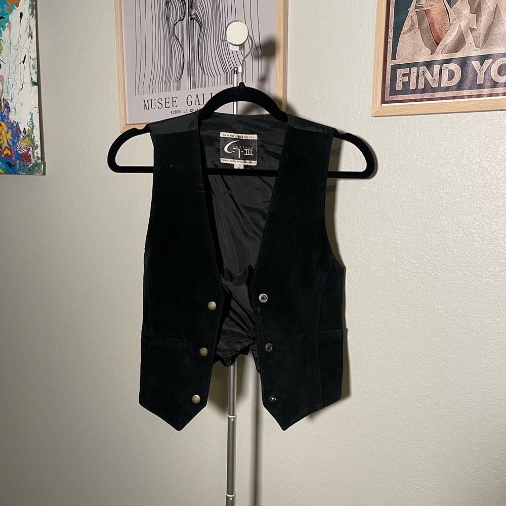 Black leather vest